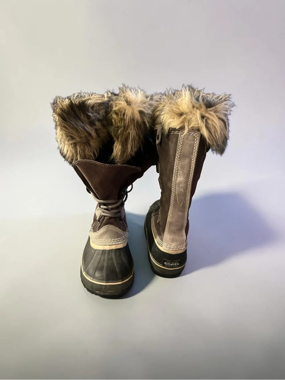 Sorel Joan of Artic Brown Faux-Fur Winter Lace-Up Boots Size 9 Women’s GUC!